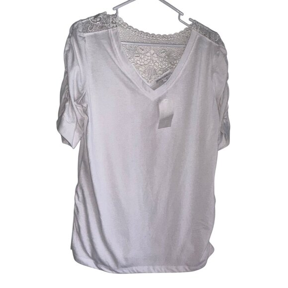 VTG NOS NWT Fashion Bug Womens Lace Detail Back Top Sz L White Boho Y2K - Picture 1 of 7
